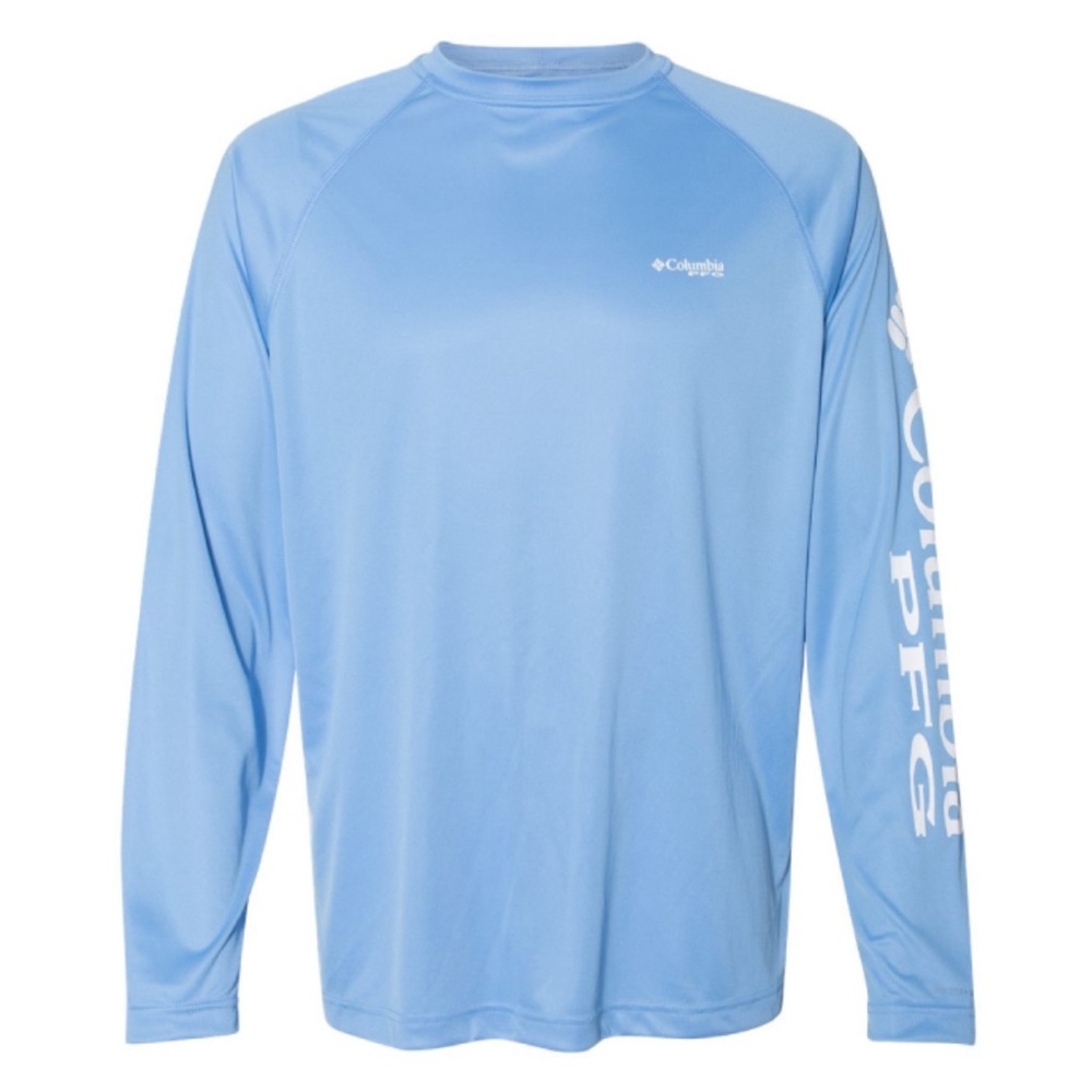 COLUMBIA Men’s XL Terminal Tackle Long-Sleeve Shirt. Light Blue w/ White Logo‼️